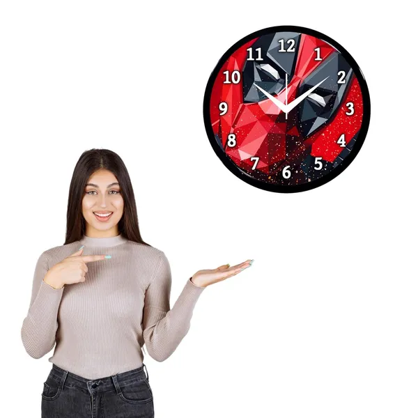 Multicolour_Red_Dedpolcartoon_Wall_Clock_28_X_28_X_6_Cm_-_Superhero_Face_Design_Round_Clock_For_Kids_Room,_Bedroom_&_Home_Decor
