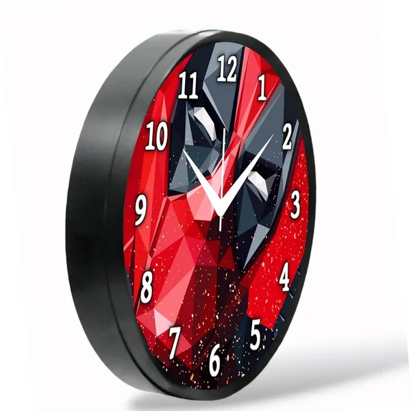 Multicolour_Red_Dedpolcartoon_Wall_Clock_28_X_28_X_6_Cm_-_Superhero_Face_Design_Round_Clock_For_Kids_Room,_Bedroom_&_Home_Decor