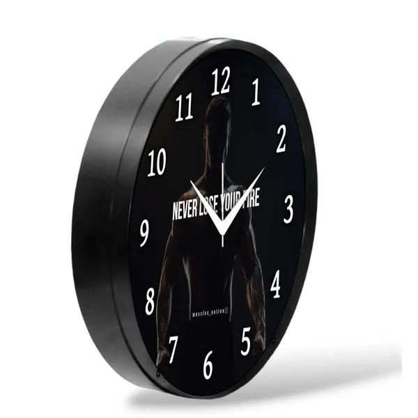 Multicolour_Never_Lose_Your_Fire_Motivational_Wall_Clock_|_Round_Analog_Decorative_Clock_With_Abs_Plastic_Frame_&_Glass_Front_|_Home,_Bedroom,_Living_Room_&_Office_(26_X_26_X_6_Cm)