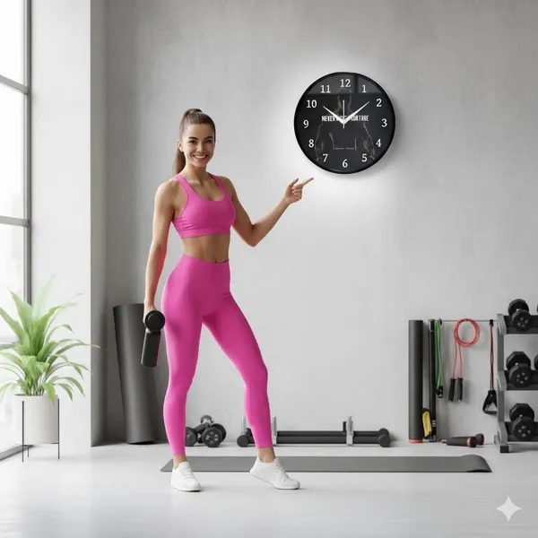 Multicolour_Never_Lose_Your_Fire_Motivational_Wall_Clock_|_Round_Analog_Decorative_Clock_With_Abs_Plastic_Frame_&_Glass_Front_|_Home,_Bedroom,_Living_Room_&_Office_(26_X_26_X_6_Cm)