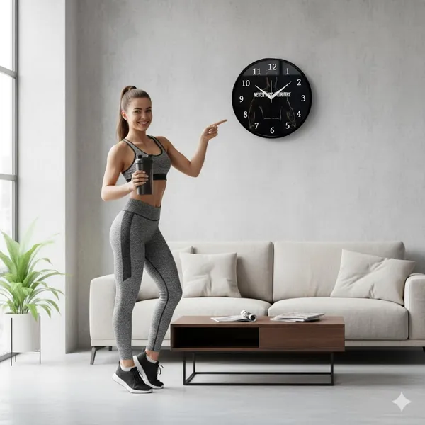 Multicolour_Never_Lose_Your_Fire_Motivational_Wall_Clock_|_Round_Analog_Decorative_Clock_With_Abs_Plastic_Frame_&_Glass_Front_|_Home,_Bedroom,_Living_Room_&_Office_(26_X_26_X_6_Cm)