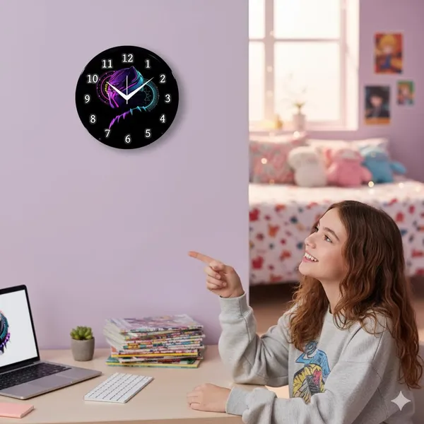 Multicolour_Black_Pnther_Theme_Wall_Clock_|_Round_Analog_Decorative_Clock_With_Abs_Plastic_Frame_&_Glass_Front_|_Stylish_Wall_Decor_For_Home,_Bedroom,_Living_Room_&_Office_(26_X_26_X_6_Cm)