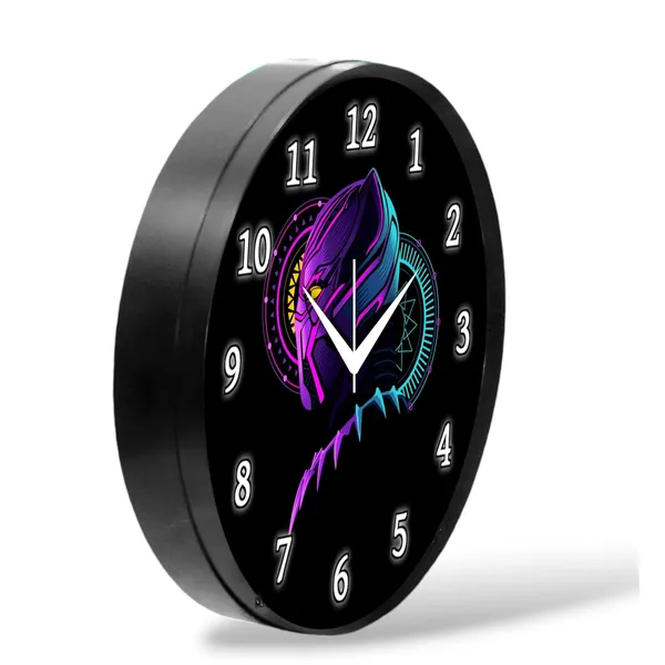 Multicolour_Black_Pnther_Theme_Wall_Clock_|_Round_Analog_Decorative_Clock_With_Abs_Plastic_Frame_&_Glass_Front_|_Stylish_Wall_Decor_For_Home,_Bedroom,_Living_Room_&_Office_(26_X_26_X_6_Cm)