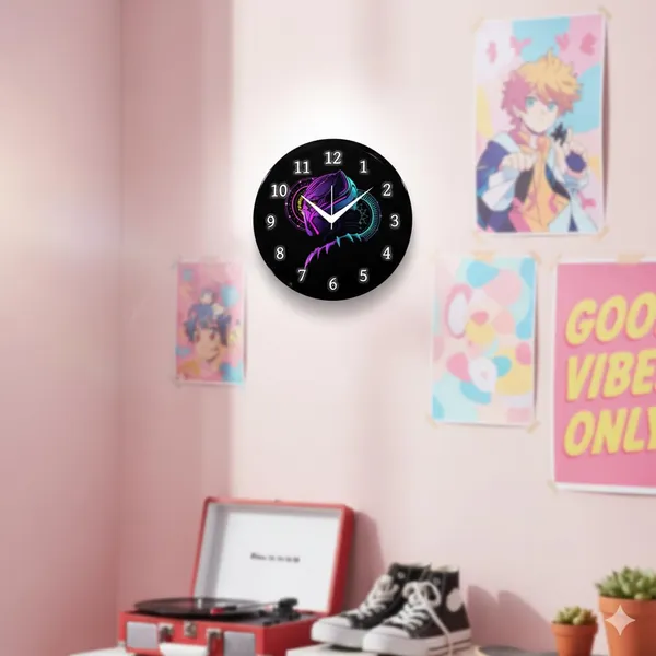 Multicolour_Black_Pnther_Theme_Wall_Clock_|_Round_Analog_Decorative_Clock_With_Abs_Plastic_Frame_&_Glass_Front_|_Stylish_Wall_Decor_For_Home,_Bedroom,_Living_Room_&_Office_(26_X_26_X_6_Cm)