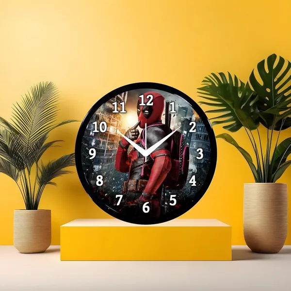 Multicolour_Dedpol_Cartoon_Wall_Clock_28_X_28_X_6_Cm_-_Superhero_Design_Round_Clock_For_Kids_Room,_Bedroom_&_Home_Decor