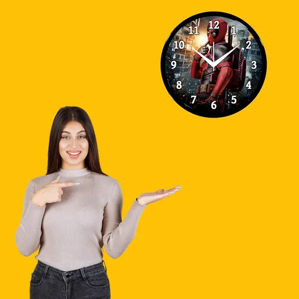 Multicolour_Dedpol_Cartoon_Wall_Clock_28_X_28_X_6_Cm_-_Superhero_Design_Round_Clock_For_Kids_Room,_Bedroom_&_Home_Decor