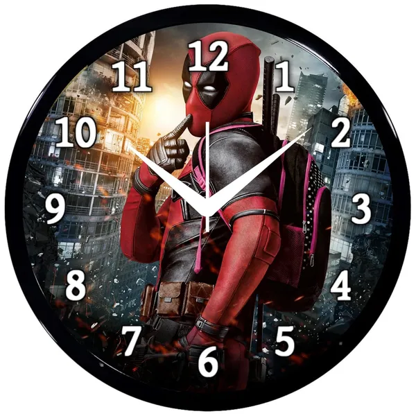 Multicolour_Dedpol_Cartoon_Wall_Clock_28_X_28_X_6_Cm_-_Superhero_Design_Round_Clock_For_Kids_Room,_Bedroom_&_Home_Decor