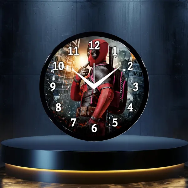 Multicolour_Dedpol_Cartoon_Wall_Clock_28_X_28_X_6_Cm_-_Superhero_Design_Round_Clock_For_Kids_Room,_Bedroom_&_Home_Decor