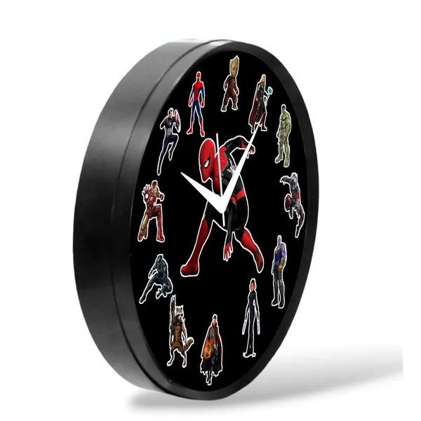Multicolour_Round_Wall_Clock_28_X_28_X_6_Cm_|Superheroavengrs_Themed_Analog_Decorative_Clock_|_Stylish_Wall_Decor_For_Kids_Room,_Bedroom,_Living_Room_&_Office