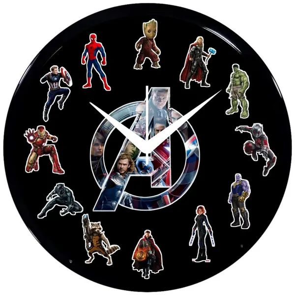 Multicolour_Round_Wall_Clock_28_X_28_X_6_Cm_|_Superhero_Avengrsthemed_Analog_Decorative_Clock_|_Stylish_Wall_Decor_For_Kids_Room,_Bedroom,_Living_Room_&_Office