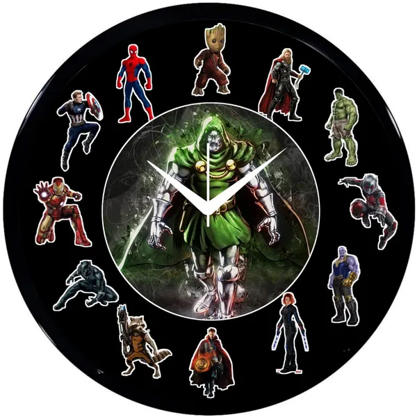 Multicolour_Round_Wall_Clock_28_X_28_X_6_Cm_|_Superheroavengs_Villain_Doom_Themed_Analog_Decorative_Clock_|_Stylish_Wall_Decor_For_Kids_Room,_Bedroom,_Living_Room_&_Office