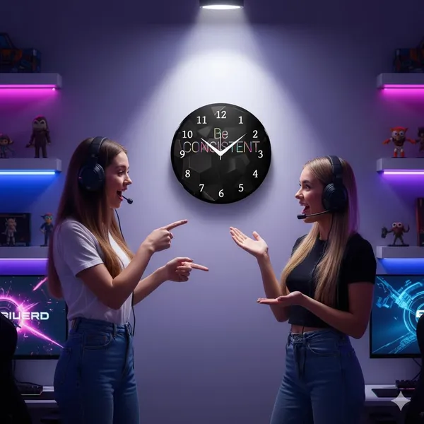 Multicolour_Decorative_Wall_Clock_26_X_26_X_6_Cm_-_Black_Round_Design_With_Motivational_Quote_Be_Consistent_-_Stylish_Wall_Decor_For_Home,_Bedroom,_Living_Room_&_Office