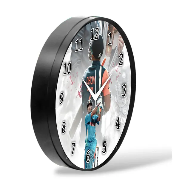 Multicolour_Ms_Dhoni_Cricket_Wall_Clock_26_X_26_Cm_Round_Analog_Clock_For_Home_&_Office_|_Stylish_Decorative_Cricket_Fan_Gift