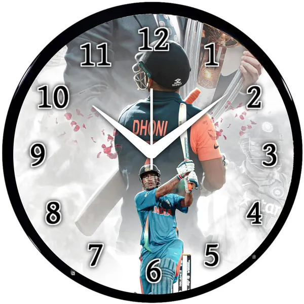 Multicolour_Ms_Dhoni_Cricket_Wall_Clock_26_X_26_Cm_Round_Analog_Clock_For_Home_&_Office_|_Stylish_Decorative_Cricket_Fan_Gift