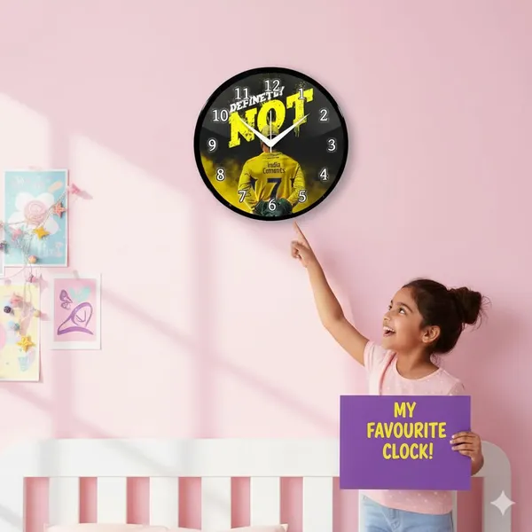 Multicolour_Decorative_Wall_Clock_26_X_26_X_6_Cm_Black_&_Yellow_Round_Design_With_Cricket_Theme_Definitely_Not_Stylish_Wall_Decor_For_Home,_Bedroom,_Living_Room_&_Office