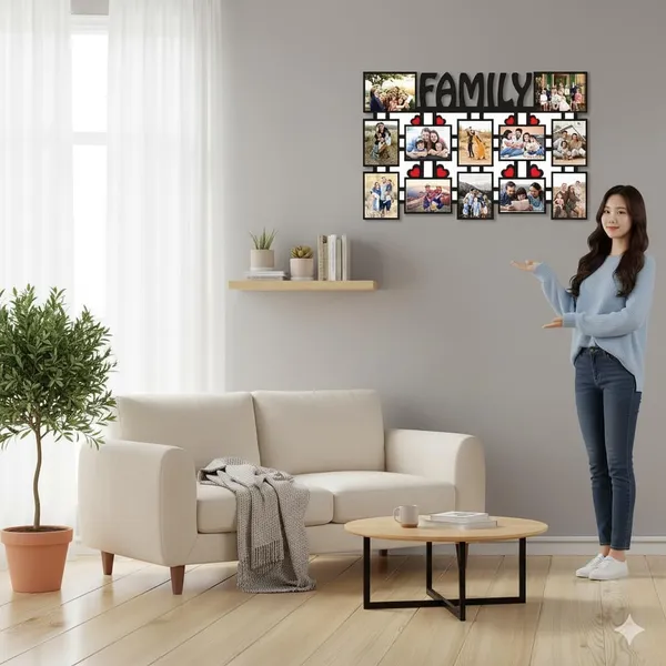 Multicolour_Medium_Density_Wood_Board_12_Rectangular_Photos_Customized_Family_Or_Name_Collage_Frame|Customized_For_Anniversary,_Birthday_And_All_Occasions_Frame_With_Name_12X18_Inch,_Family