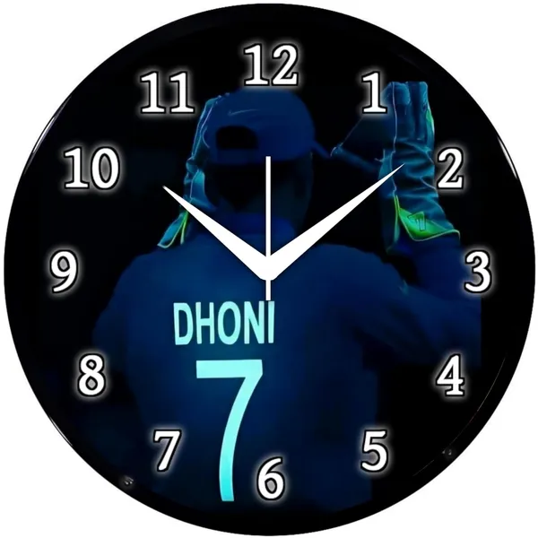 Multicolour_Ms_Dhoni_Wall_Clock_26_X_26_Cm_Decorative_Analog_Wall_Clock_For_Home,_Bedroom,_Living_Room_&_Office_Decor