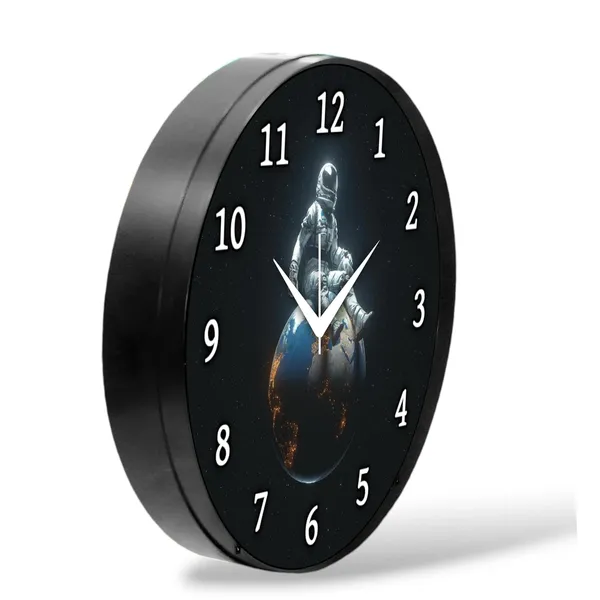 Multicolour_Astronaut_Sitting_On_Earth_Wall_Clock_For_Home_&_Office_|_Space_Theme_Decorative_Analog_Wall_Clock_For_Living_Room,_Bedroom_&_Kids_Room
