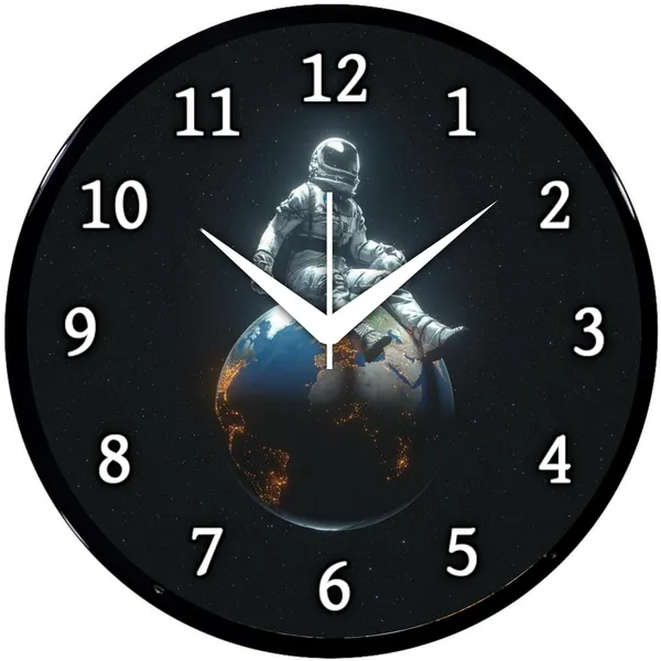 Multicolour_Astronaut_Sitting_On_Earth_Wall_Clock_For_Home_&_Office_|_Space_Theme_Decorative_Analog_Wall_Clock_For_Living_Room,_Bedroom_&_Kids_Room
