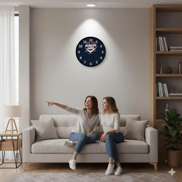 Multicolour_Motivational_Quote_Wall_Clock_Are_You_Working_Hard_Enough?_Round_Analog_Clock_For_Home_&_Office_Decor_(26_X_26_X_6_Cm)