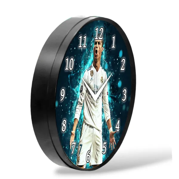 Multicolour_Cristiano_Ronaldo_Wall_Clock_Football_Star_Real_Madrid_Theme_Round_Analog_Clock_For_Bedroom,_Living_Room_&_Sports_Lovers_Decor_(26_X_26_X_6_Cm)