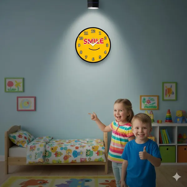 Multicolour_Motivational_Quote_Wall_Clock_Smile_Round_Analog_Clock_For_Home,_Office_&_Kids_Room_Decor_(26_X_26_X_6_Cm)