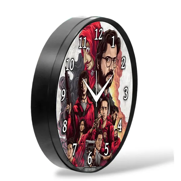 Multicolour_Money_Heist_Wall_Clock_For_Home_&_Office_Decor_26_X_26_X_6_Cm_Stylish_Round_Analog_Clock_With_Hd_Print