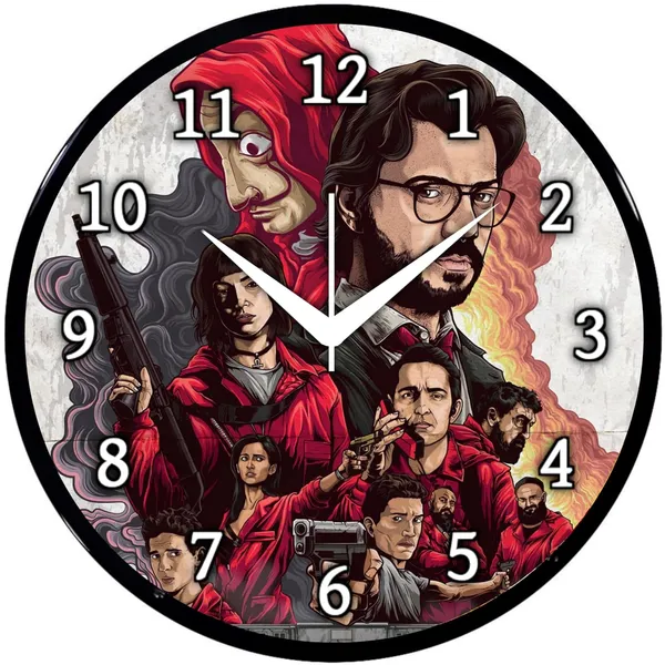 Multicolour_Money_Heist_Wall_Clock_For_Home_&_Office_Decor_26_X_26_X_6_Cm_Stylish_Round_Analog_Clock_With_Hd_Print