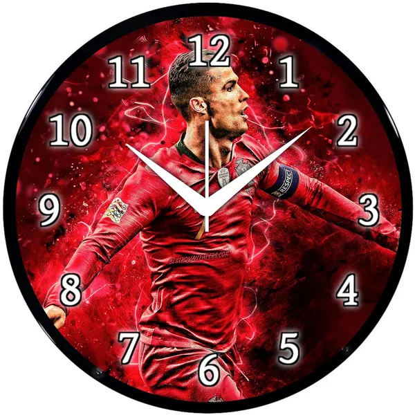 Multicolour_Cristiano_Ronaldo_Wall_Clock_Football_Star_Theme_Round_Analog_Clock_For_Bedroom,_Living_Room_&_Sports_Lovers_Decor_(26_X_26_X_6_Cm)