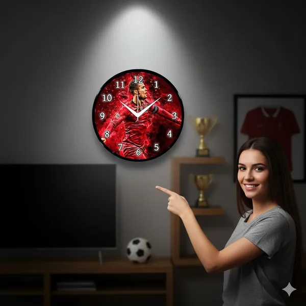 Multicolour_Cristiano_Ronaldo_Wall_Clock_Football_Star_Theme_Round_Analog_Clock_For_Bedroom,_Living_Room_&_Sports_Lovers_Decor_(26_X_26_X_6_Cm)