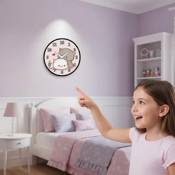 Multicolour_Cute_Cartoon_Cat_Wall_Clock_Round_Analog_Decorative_Clock_For_Kids_Room,_Bedroom_&_Home_Decor_(26_X_26_X_6_Cm)