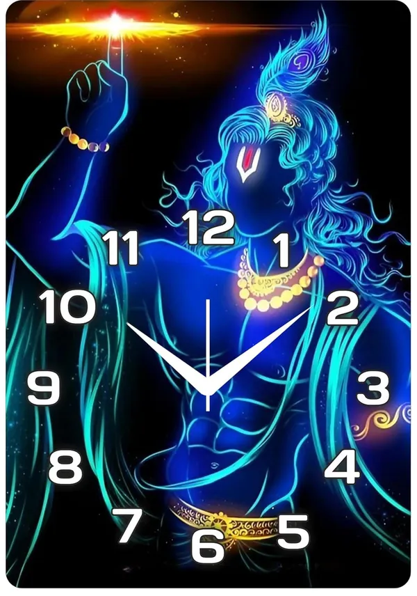 Multicolour_Krishna_New_God_Wood_Wall_Clock_Without_Glass_Matt_Lamition_Size_12_X18_Inch...Look_Awesome_At_Home/Ofiice_Etc._New