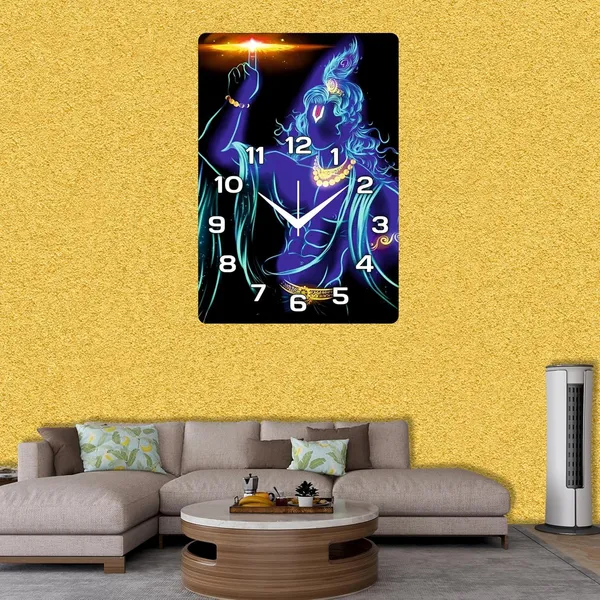 Multicolour_Krishna_New_God_Wood_Wall_Clock_Without_Glass_Matt_Lamition_Size_12_X18_Inch...Look_Awesome_At_Home/Ofiice_Etc._New