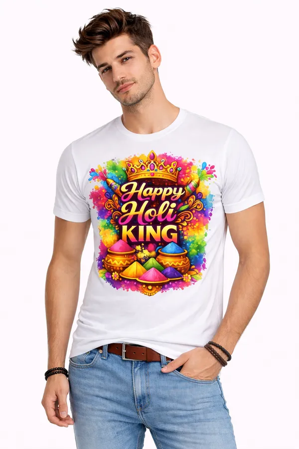 Happy_Holi_King_Graphic_Printed_Men’s_White_T-Shirt_UNISEX
