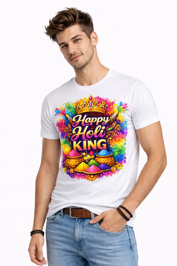 Happy_Holi_King_Graphic_Printed_Men’s_White_T-Shirt_UNISEX