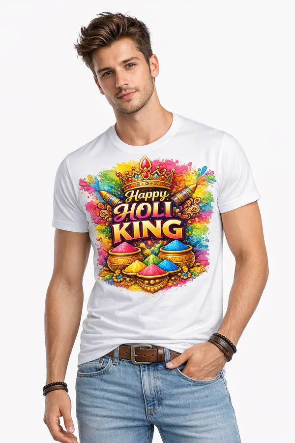 Happy_Holi_King_Printed_White_T-Shirt_for_Men_–_Festival_Special_Graphic_Tee_UNISEX