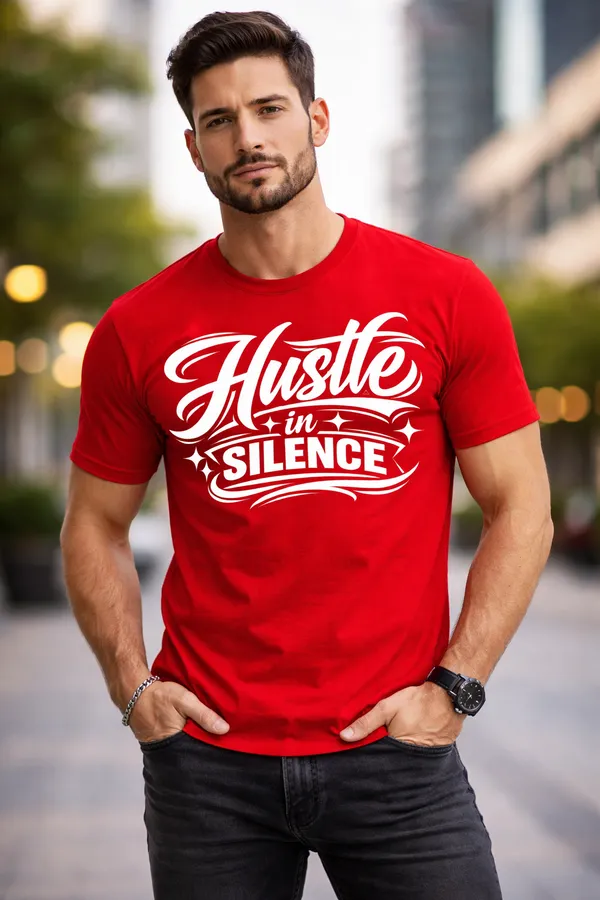 Hustle_in_Silence_Inspirational_Quote_Printed_Red_T-Shirt