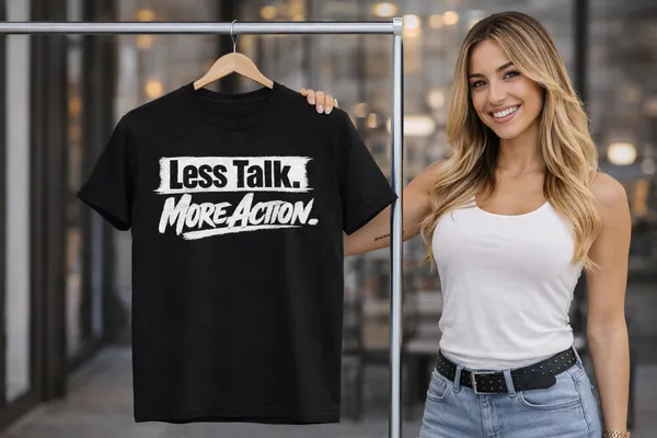 Less_Talk_More_Action_Inspirational_Quote_Printed_Black_T-Shirt