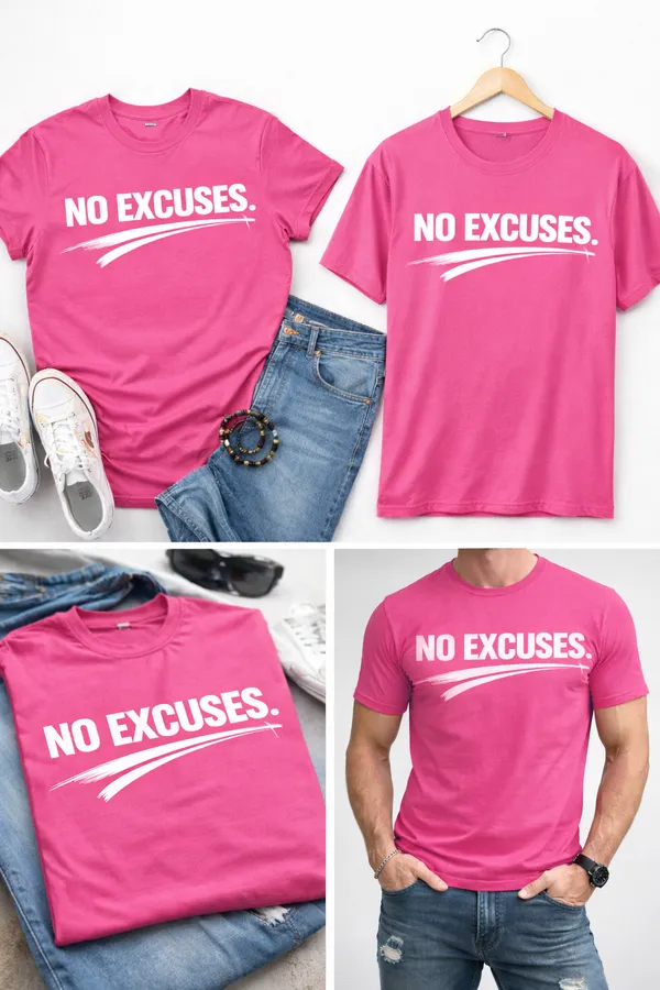 No_Excuses_Bold_Quote_Casual_T-Shirt