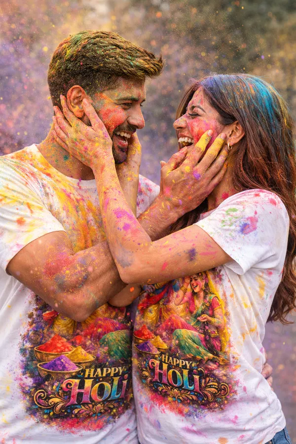 Babawill_Radha_Krishna_Colorful_Holi_Art_Unisex_T-Shirt
