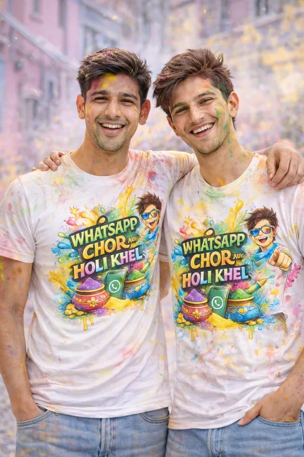 WhatsApp_Chor_Aur_Holi_Khel_Unisex_Polycotton_T-Shirt_–_Holi_Special