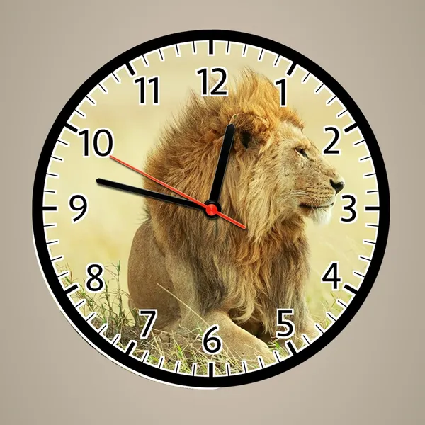 Multicolour_Lion_Round_Mdf_Wooden_Wall_Clock_Without_Glass_(28_Cm_X_28_Cm_X_1.5_Cm)