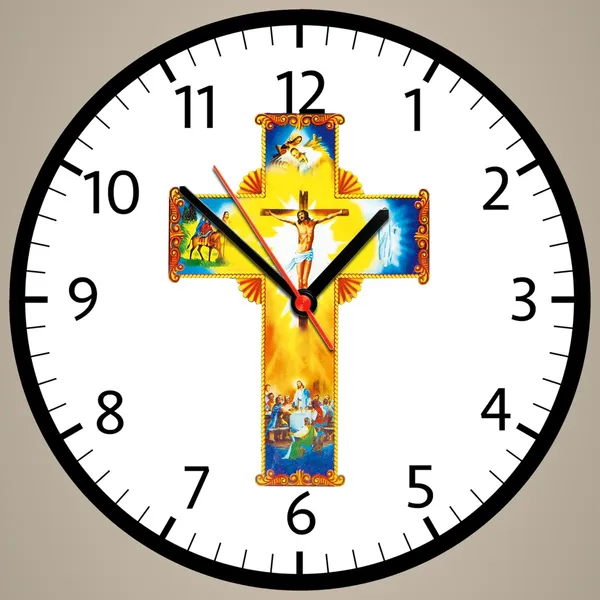 Multicolour_Church_Cross_Round_Mdf_Wooden_Wall_Clock_Without_Glass_(28_Cm_X_28_Cm_X_1.5_Cm)