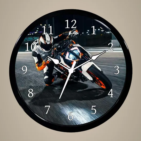 Multicolour_Bike_Lover_Abs_Plastic_Wall_Clock_With_Glass(Mirror)_In_Front_28_X_28_X_6_Cm