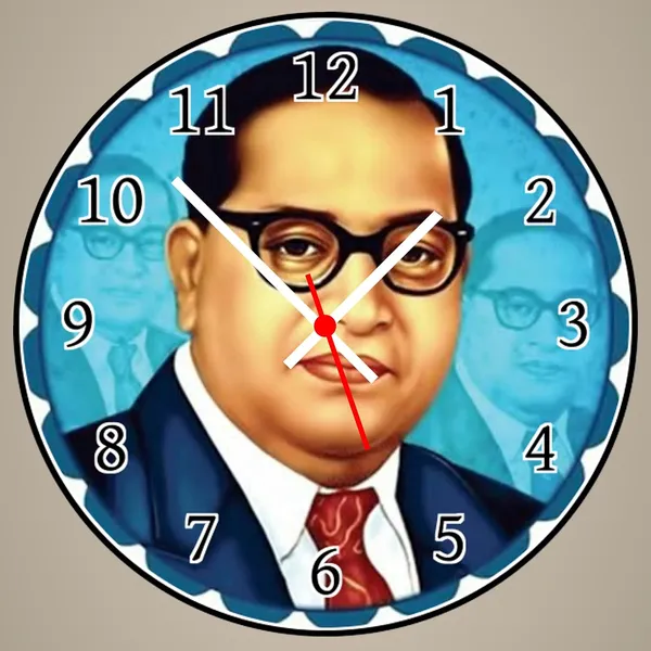 Multicolour_Bhim_Rao_Ambedkar_Round_Mdf_Wooden_Wall_Clock_Without_Glass_(28_Cm_X_28_Cm_X_1.5_Cm)_11_Inch