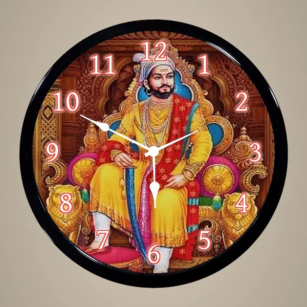 Multicolour_Chhatrapati_Shivaji_Maharaj_Abs_Plastic_Wall_Clock_With_Glass_In_Front_28_X_28_X_6_Cm