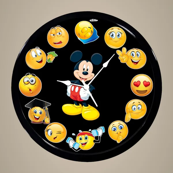 Multicolour_Emoji_Mickey_New_Abs_Plastic_Wall_Clock_With_Glass_In_Front_28_X_28_X_6_Cm