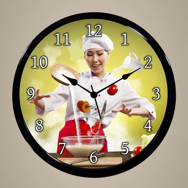 Multicolour_Women_Cook_Chef_Abs_Plastic_Wall_Clock_With_Glass_In_Front_28_X_28_X_6_Cm