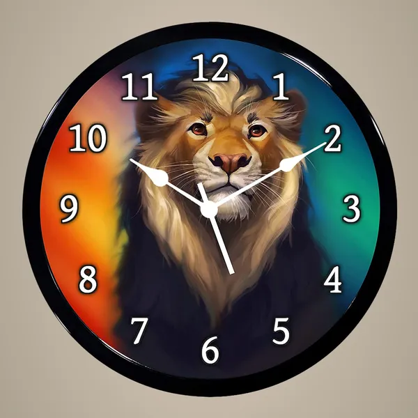 Multicolour_Lion_2_New_Abs_Plastic_Wall_Clock_With_Glass_In_Front