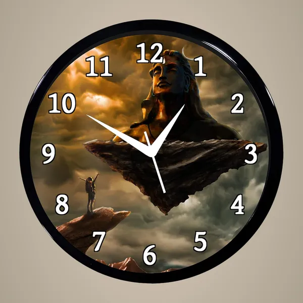 Multicolour_Shiv_Ji_03_Abs_Plastic_Wall_Clock_With_Glass_In_Front